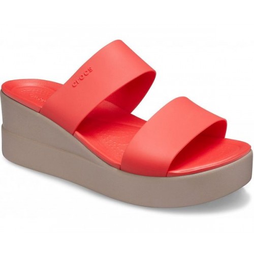 Женские  красные босоножки CROCS Women’s  Brooklyn Mid Wedge