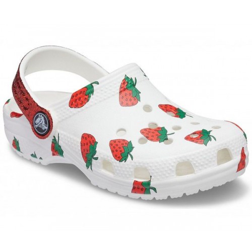 Белые сабо для девочек CROCS Kids' Classic Food Print Clog
