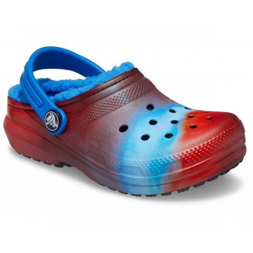 Детские  синие утепленные сабо CROCS Kids' Classic Lined Out of This World Clog