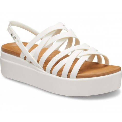 Женские  белые босоножки CROCS Women's  Brooklyn Strappy Low Wedge