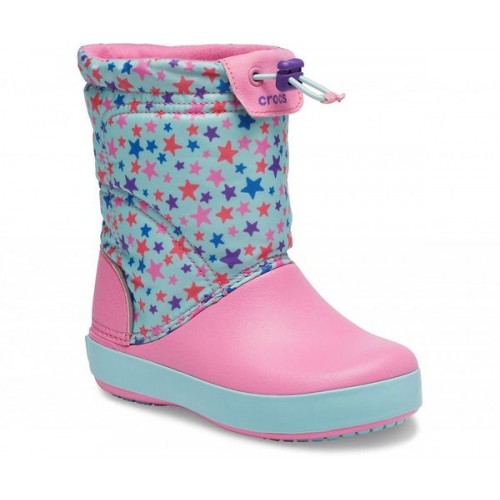 Детские  голубые зимние сапоги CROCS Kids’ Crocband™ LodgePoint Graphic Winter Boot