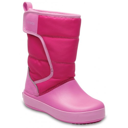 Детские  розовые зимние сапоги CROCS LodgePoint Snow Boot K