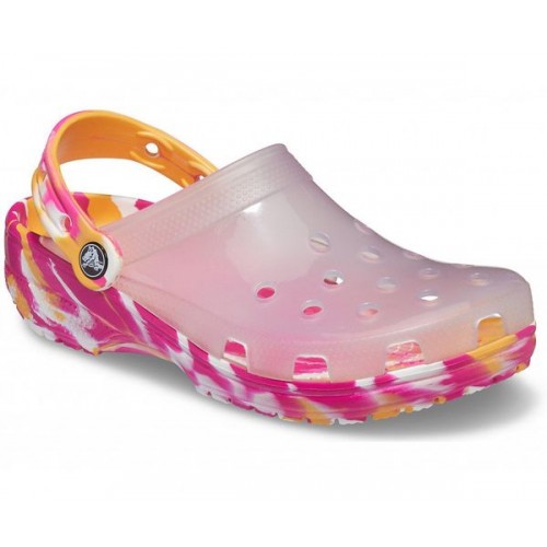Белые сабо CROCS Classic Translucent Marbled Clog