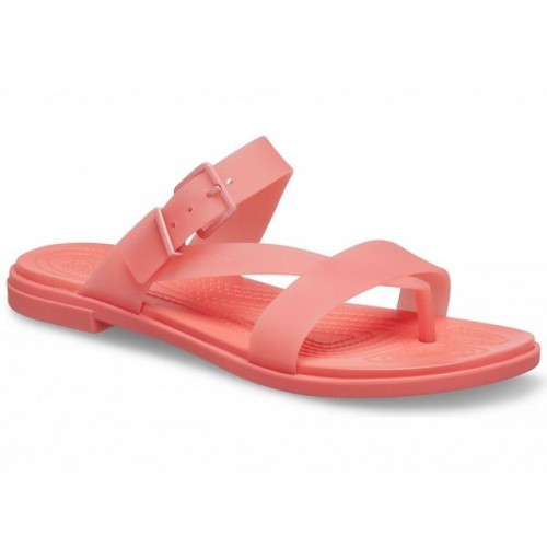 Женские  коралловые шлепанцы CROCS Women's  Tulum Translucent Toe Post