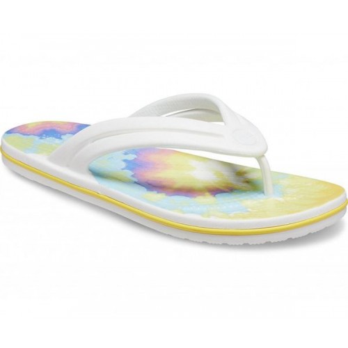 Женские  белые шлепанцы CROCS Crocband Tie Dye Flip