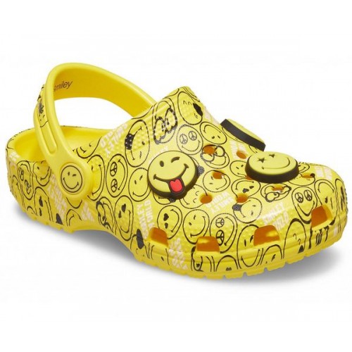 Детские  белые сабо CROCS Kids' Classic Smiley Clog