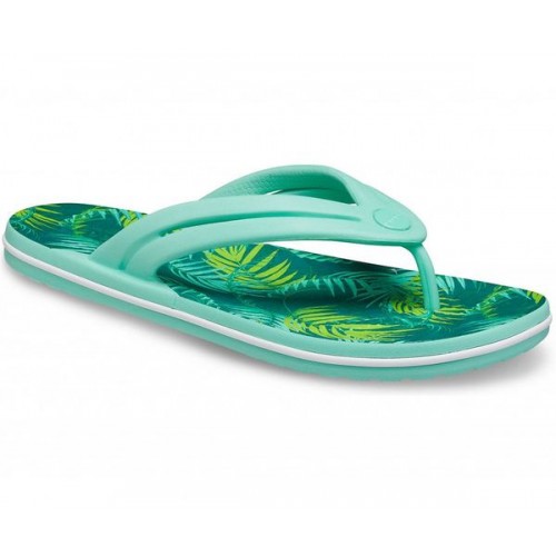 Женские  белые шлепанцы CROCS Women's Crocband Tropical Flip