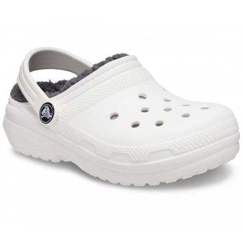 Детские  белые утепленные сабо CROCS Kids’ Classic Lined Clog