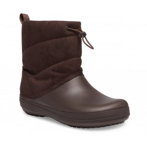 Женские  темно-коричневые сапоги CROCS Women’s Crocband™ Puff Boot