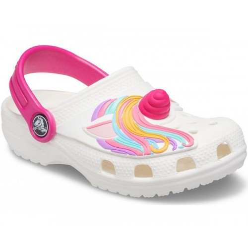 Белые сабо для девочек CROCS Kids'  Fun Lab Classic I AM Unicorn Clog