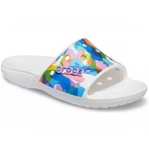 Белые шлепанцы CROCS Classic  Bubble Block Slide