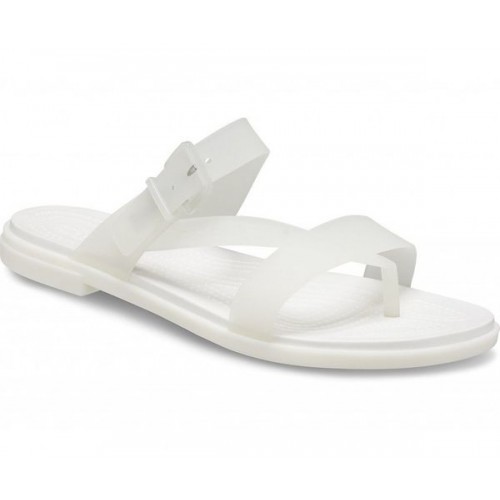 Женские  белые шлепанцы CROCS Women's  Tulum Translucent Toe Post
