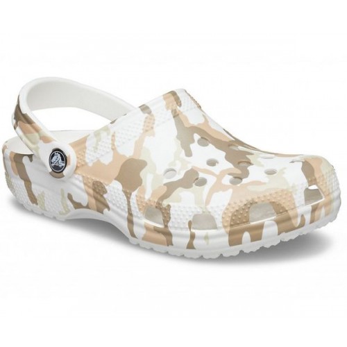 Белые сабо CROCS Classic Printed Camo Clog