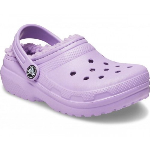 Детские  сиреневые утепленные сабо CROCS Kids’ Classic Lined Clog